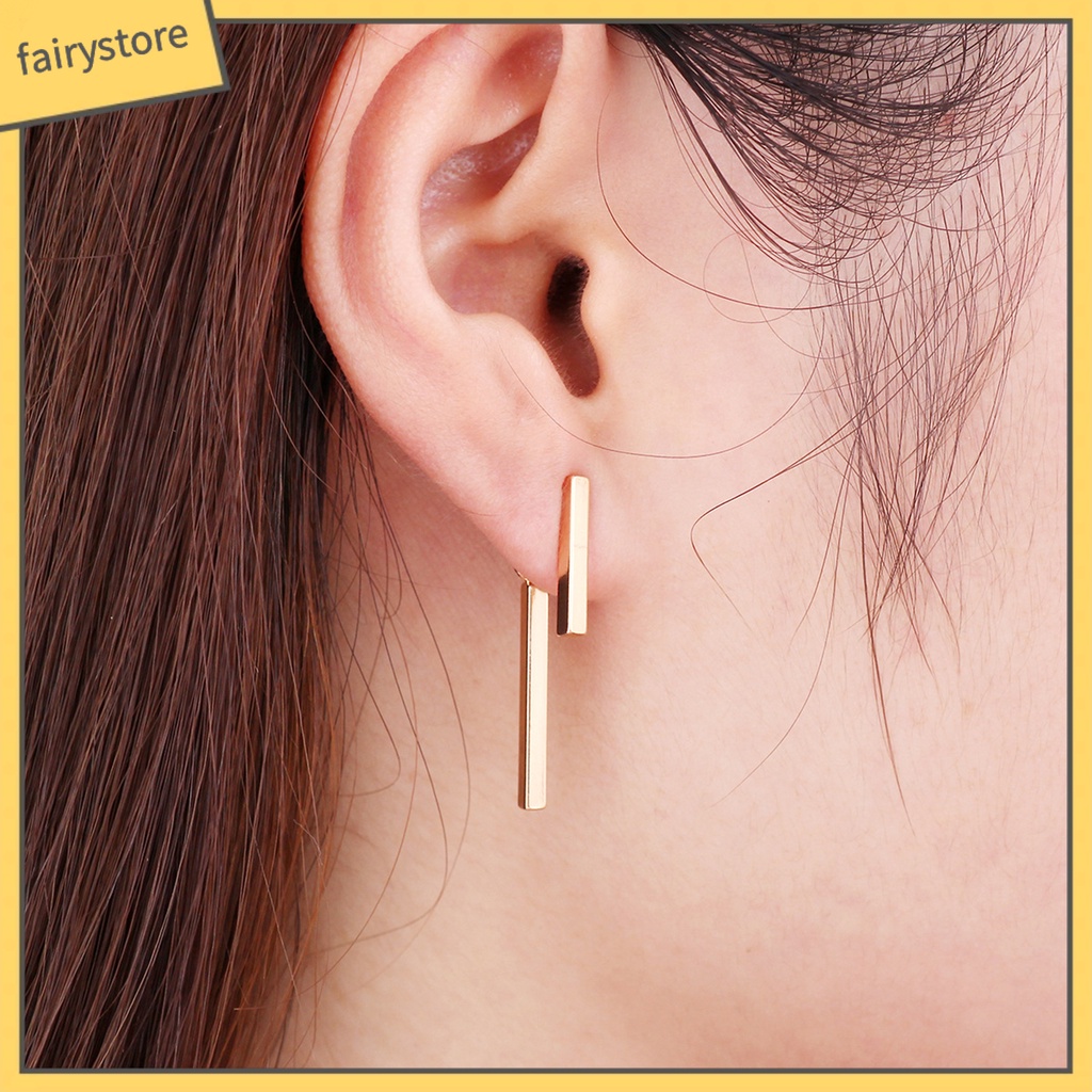 1 Đôi Bông Tai Hình Chữ T Chống Phai Màu Thiết Kế Đơn Giản