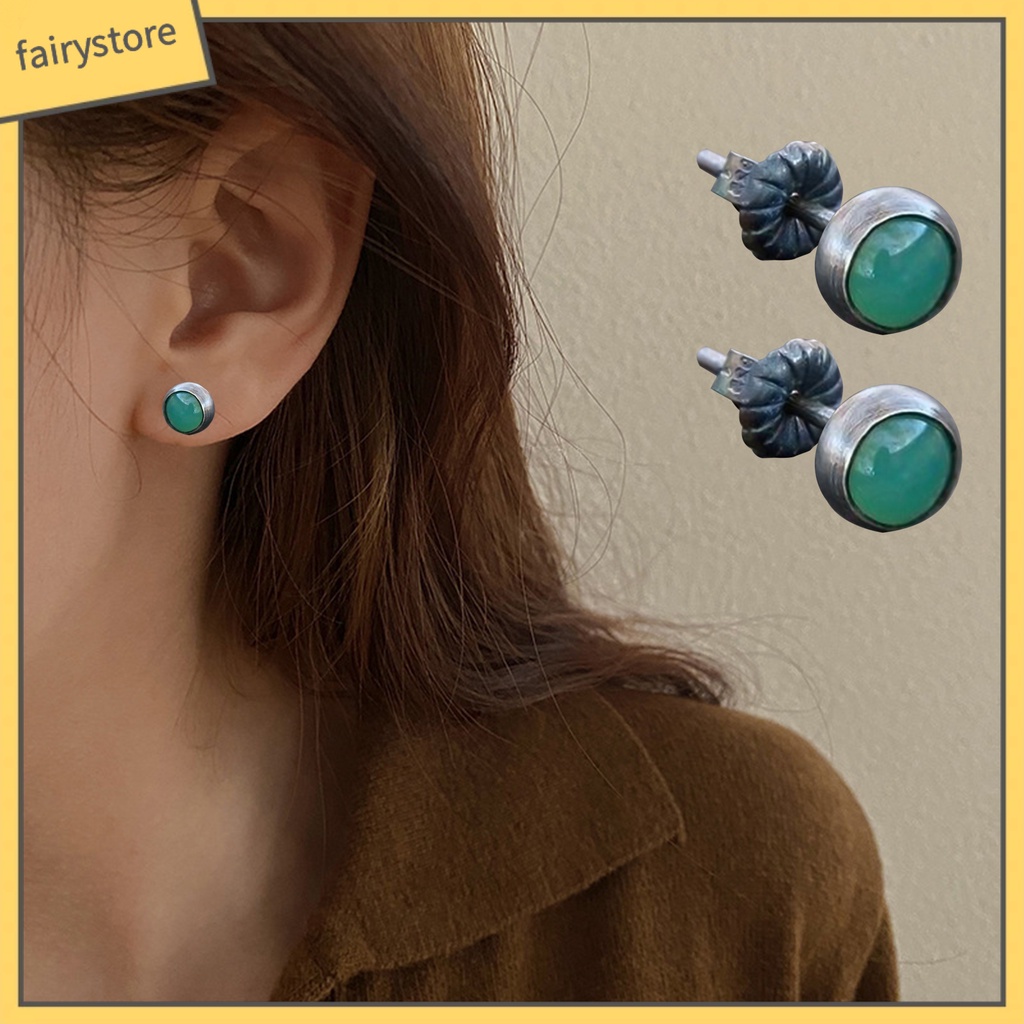 1 Đôi Bông Tai Hợp Kim Đính Ngọc Bích Giả Tinh Tế Cho Nữ