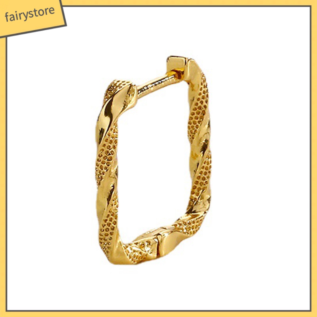 1 Khuyên Tai Kim Loại Hình Vuông Màu Vàng / Bạc Mini Thời Trang Cho Nữ