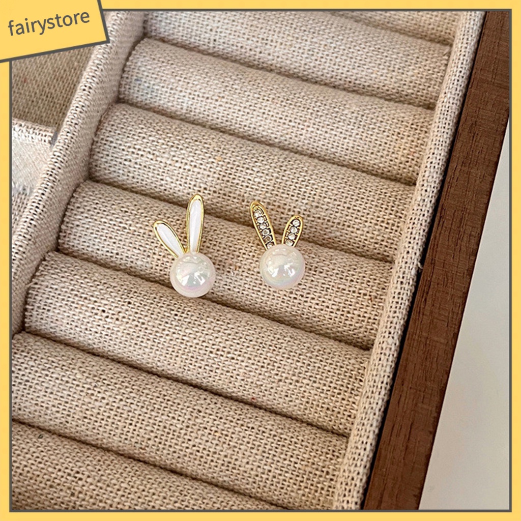 1 Đôi Bông Tai Hình Thỏ Đính Đá Thời Trang Dành Cho Nữ