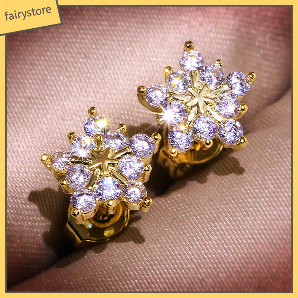 Bông Tai Hình Bông Tuyết Đính Đá Thời Trang Dành Cho Nữ