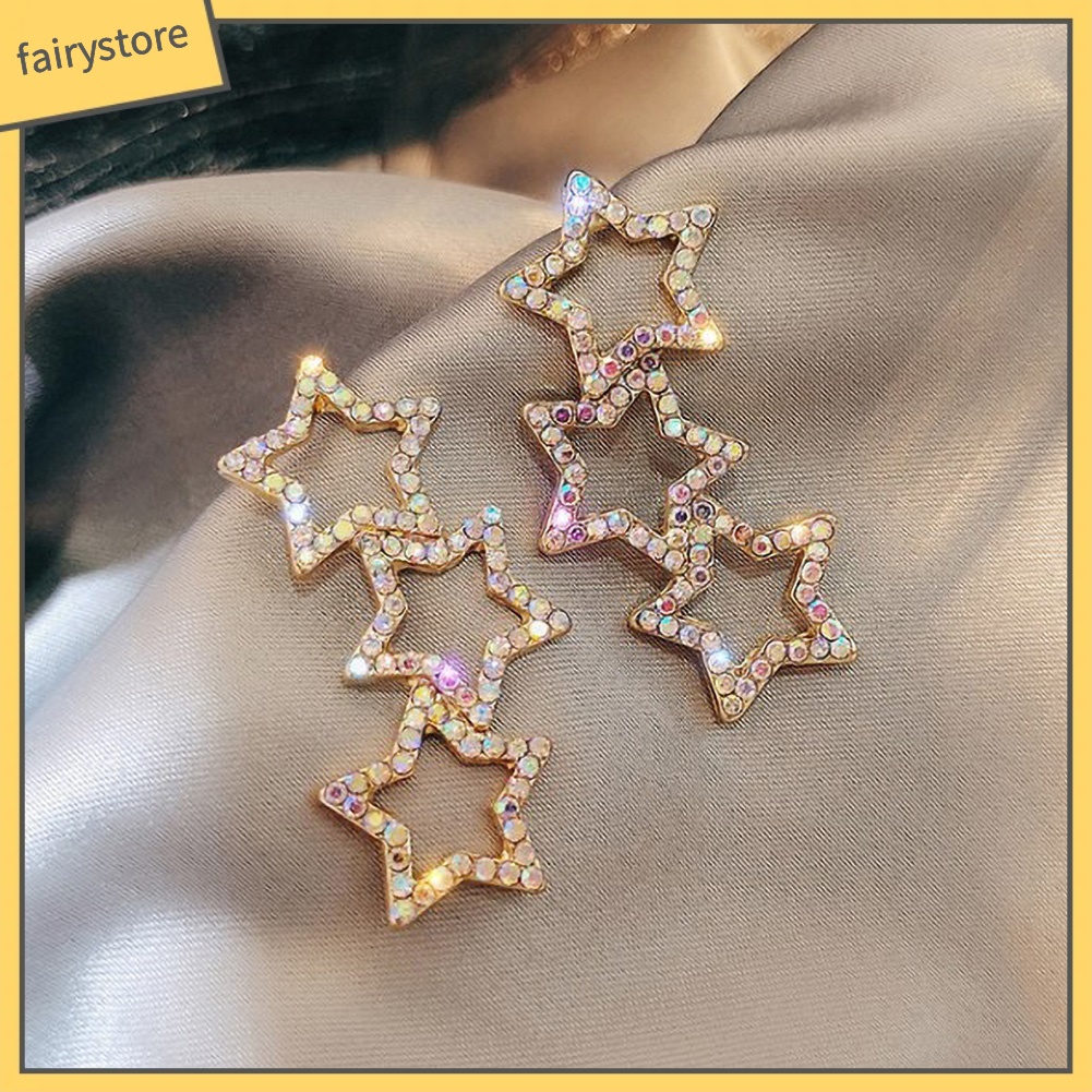 Khuyên Tai Hình Ngôi Sao Đính Đá Nhiều Màu Sắc Thời Trang