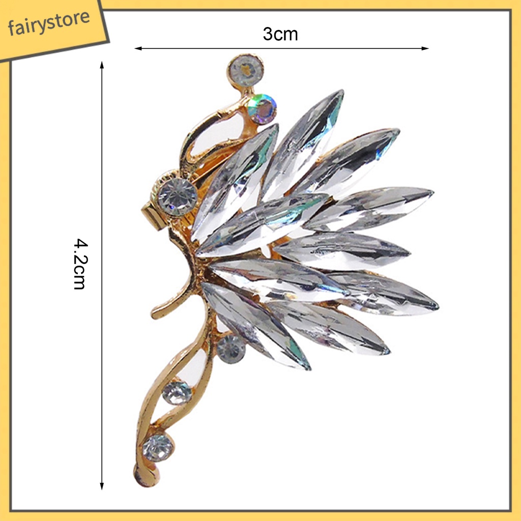 1 Khuyên Kẹp Vành Tai Hình Bướm Đính Pha Lê Giả Nhiều Màu Sắc Lấp Lánh Cho Cô Dâu