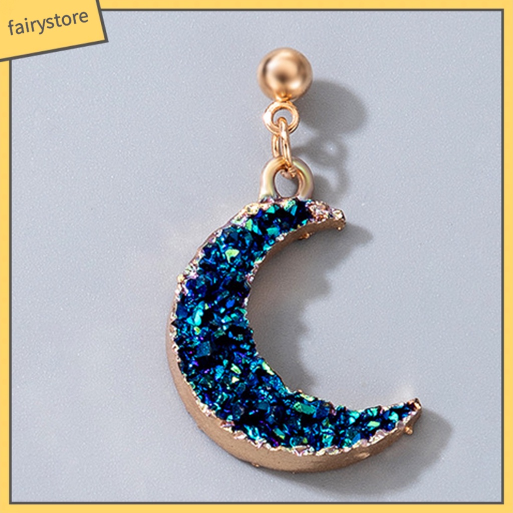 Khuyên Tai Hình Mặt Trăng Nhỏ Đính Đá Tự Nhiên Đơn Giản Cho Nữ