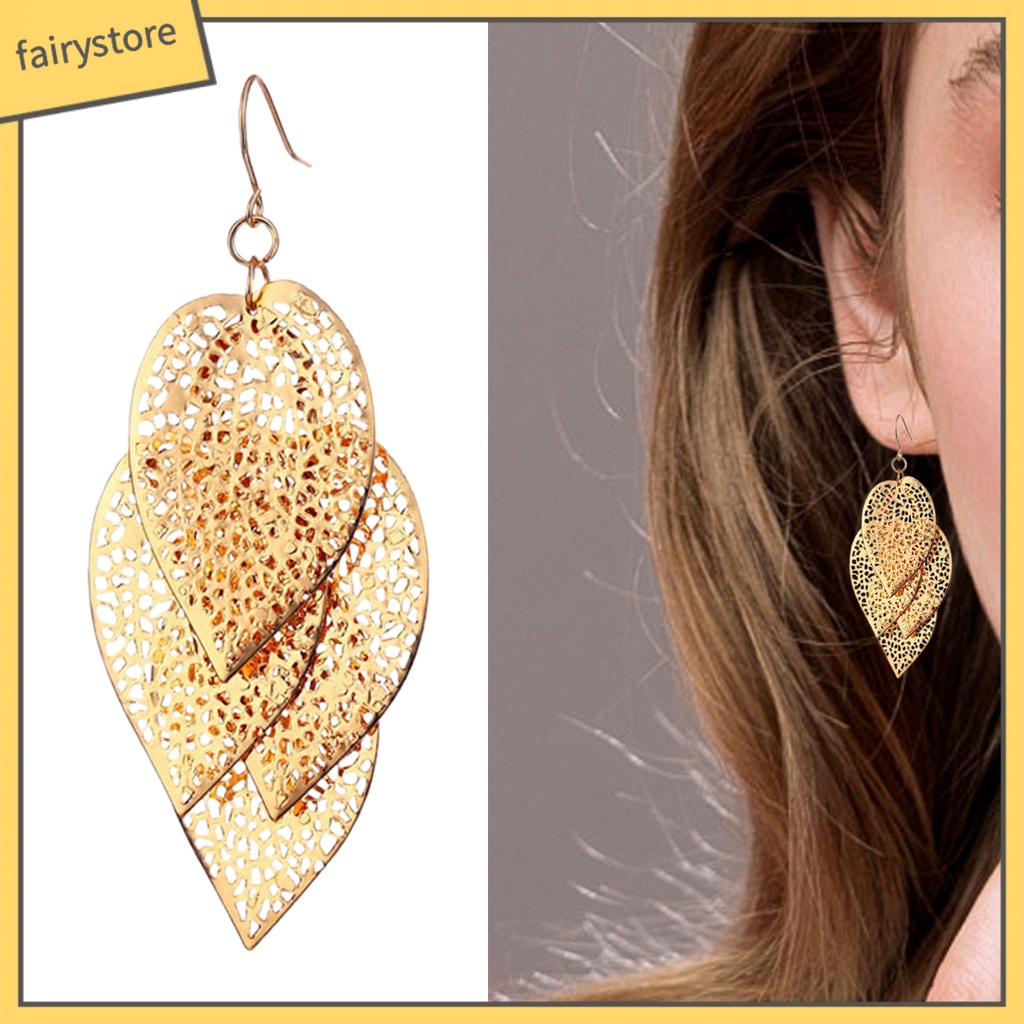 1 Đôi Bông Tai Tua Rua Mạ Điện Thời Trang Nữ Tính