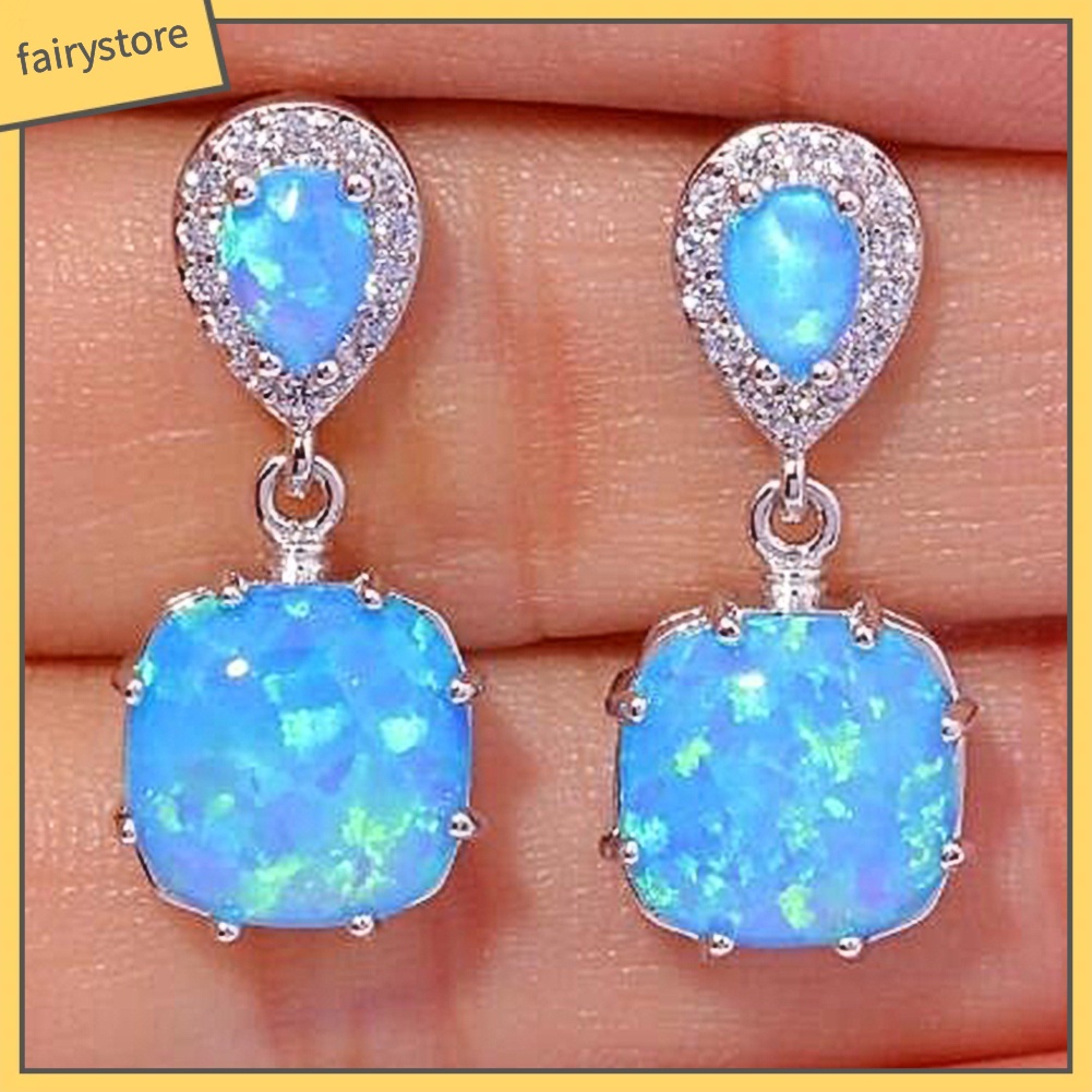 Khuyên Tai Đính Đá Opal Thời Trang Cho Nữ