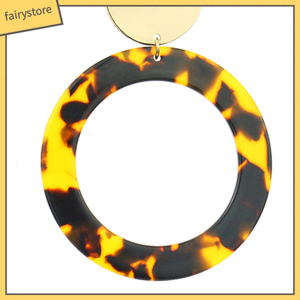 1 Đôi Bông Tai Acrylic Dáng Dài In Họa Tiết Da Báo Thanh Lịch Dành Cho Nữ