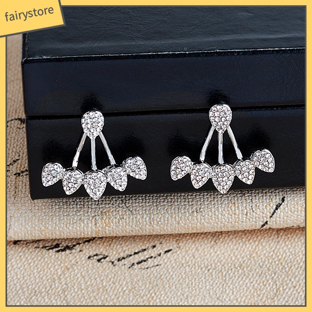 Bông Tai Đinh Tán Hình Giọt Nước Đính Đá Sang Trọng Cho Nữ