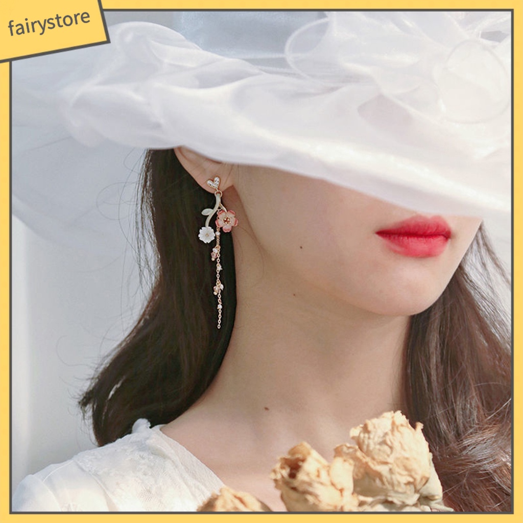 [FRO] Bông Tai Tua Rua Đính Pha Lê Giả Nhiều Màu Sắc Ngọt Ngào Thoải Mái Cho Ngày