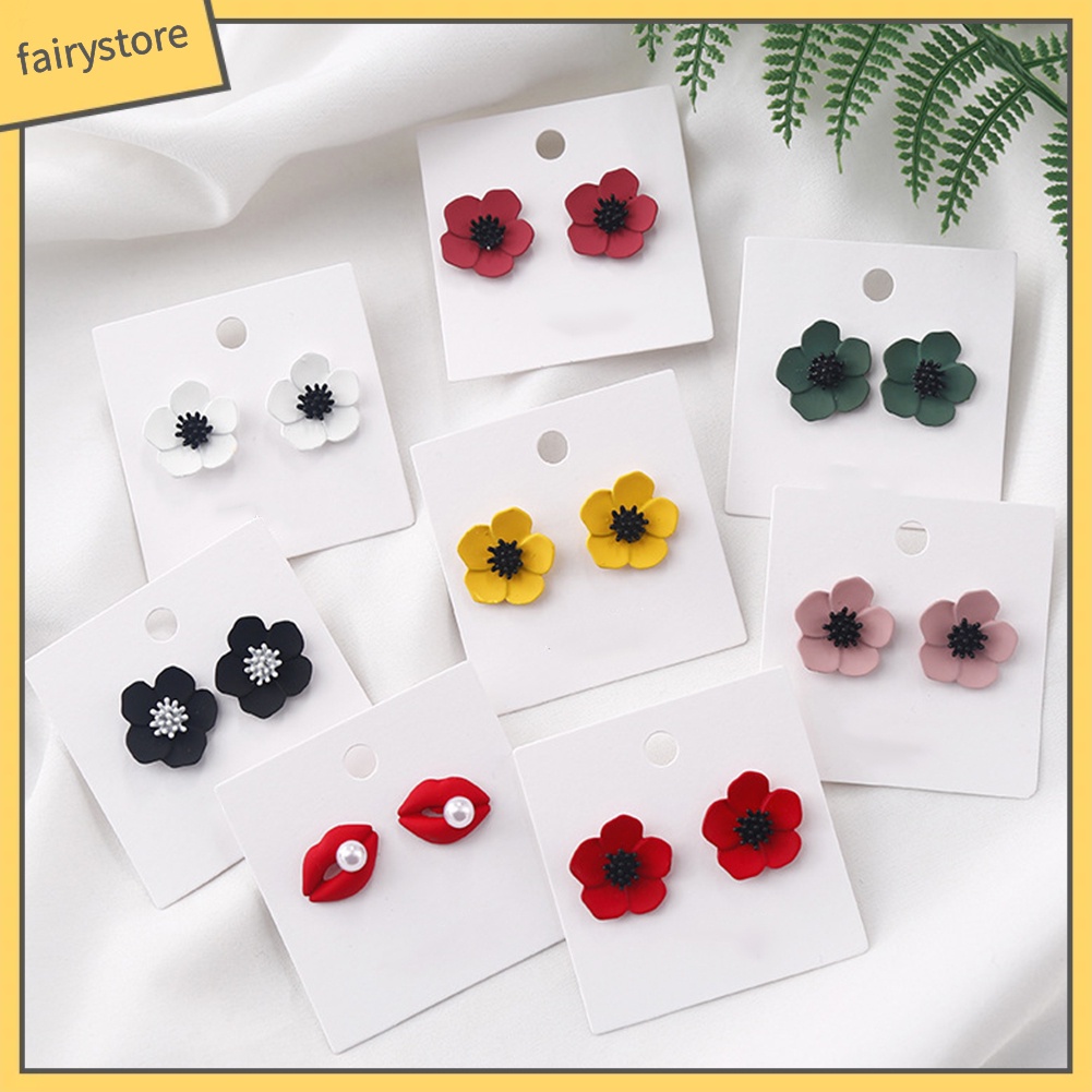 Khuyên Tai Hình Bông Hoa Đính Ngọc Trai Nhân Tạo Thời Trang Dành Cho Nữ