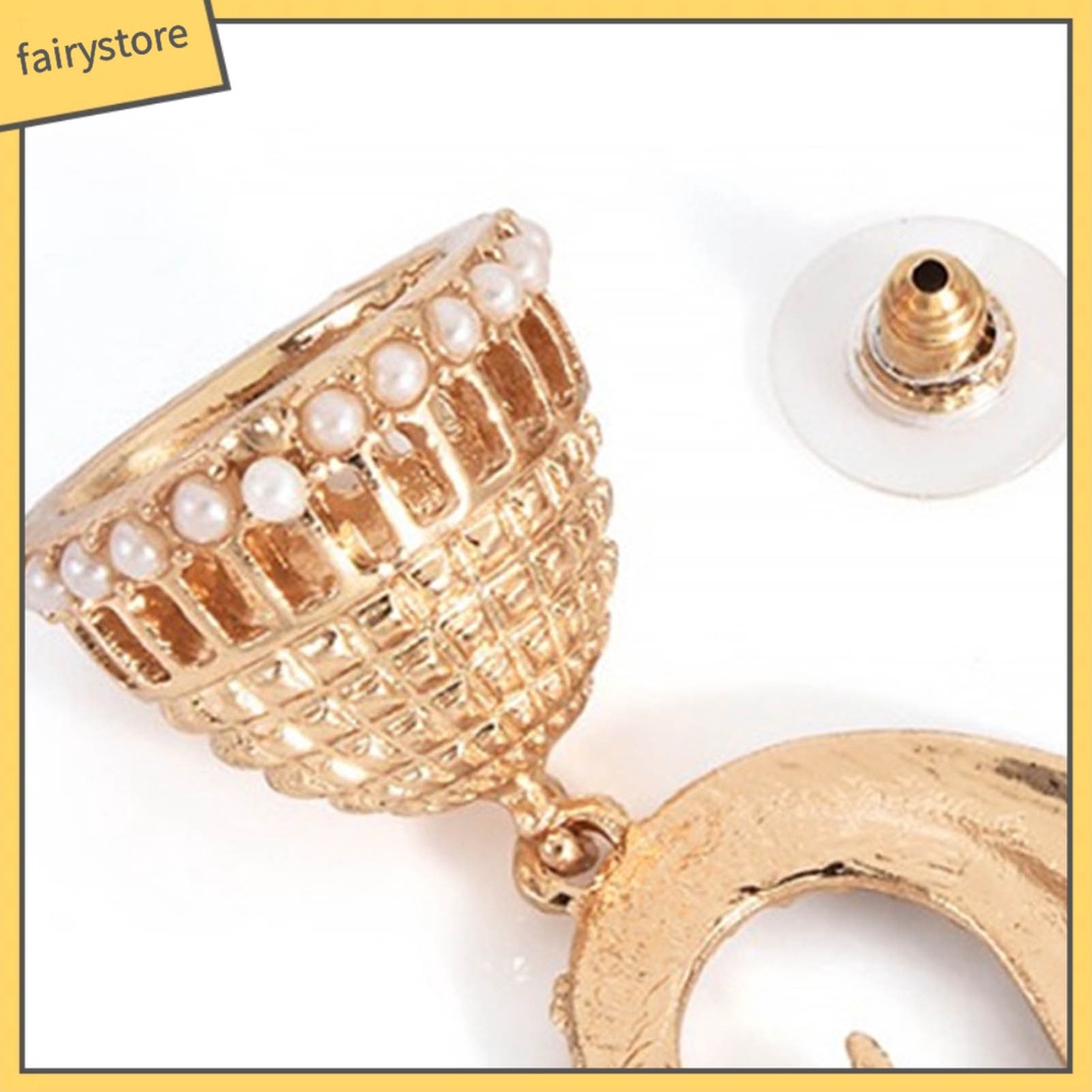 1 Đôi Bông Tai Hình Chim Công Đính Ngọc Trai Nhân Tạo Dành Cho Nữ