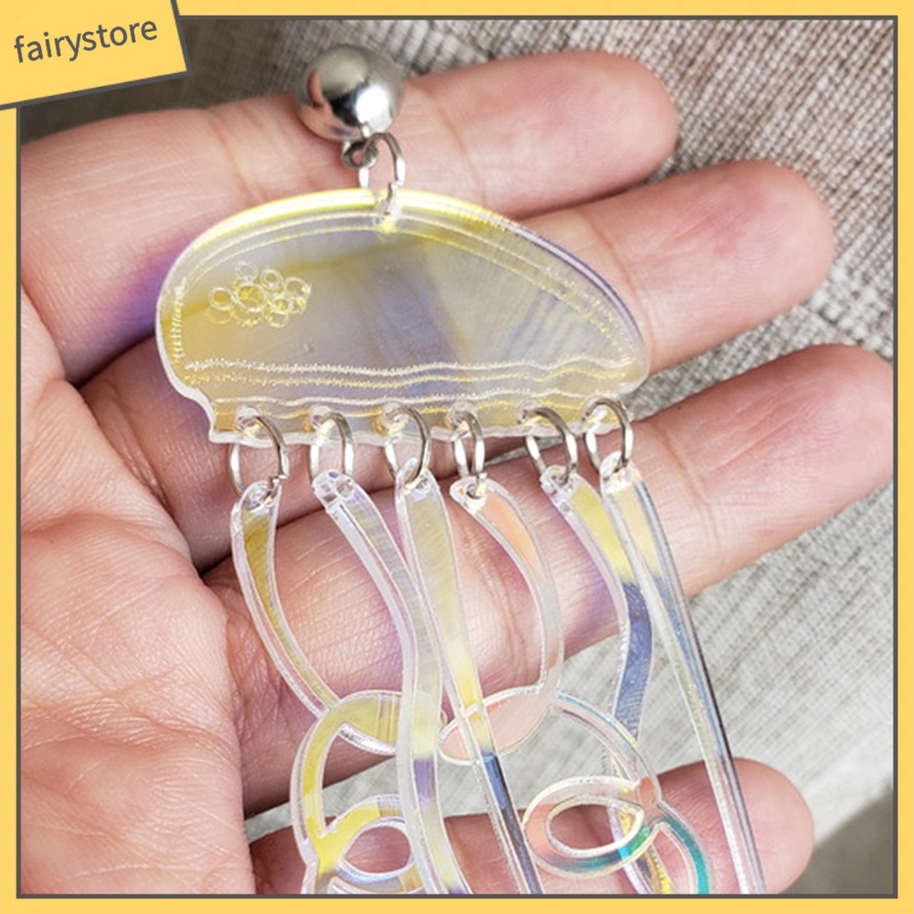 1 Đôi Bông Tai Hình Sứa Hoạt Hình Dạng Cong Bằng Acrylic Cho Nữ