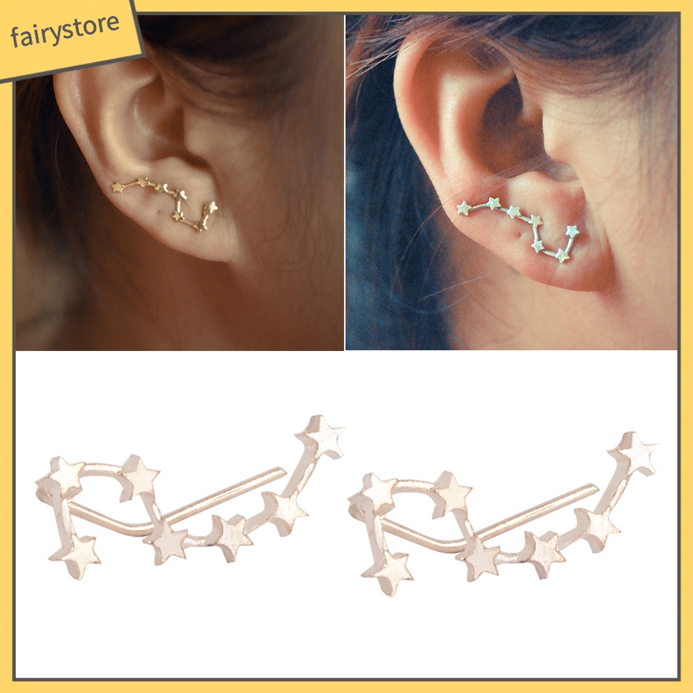 Đôi Khuyên Tai Kẹp Hình Sao Băng Đính Đá Thời Trang Cho Nữ