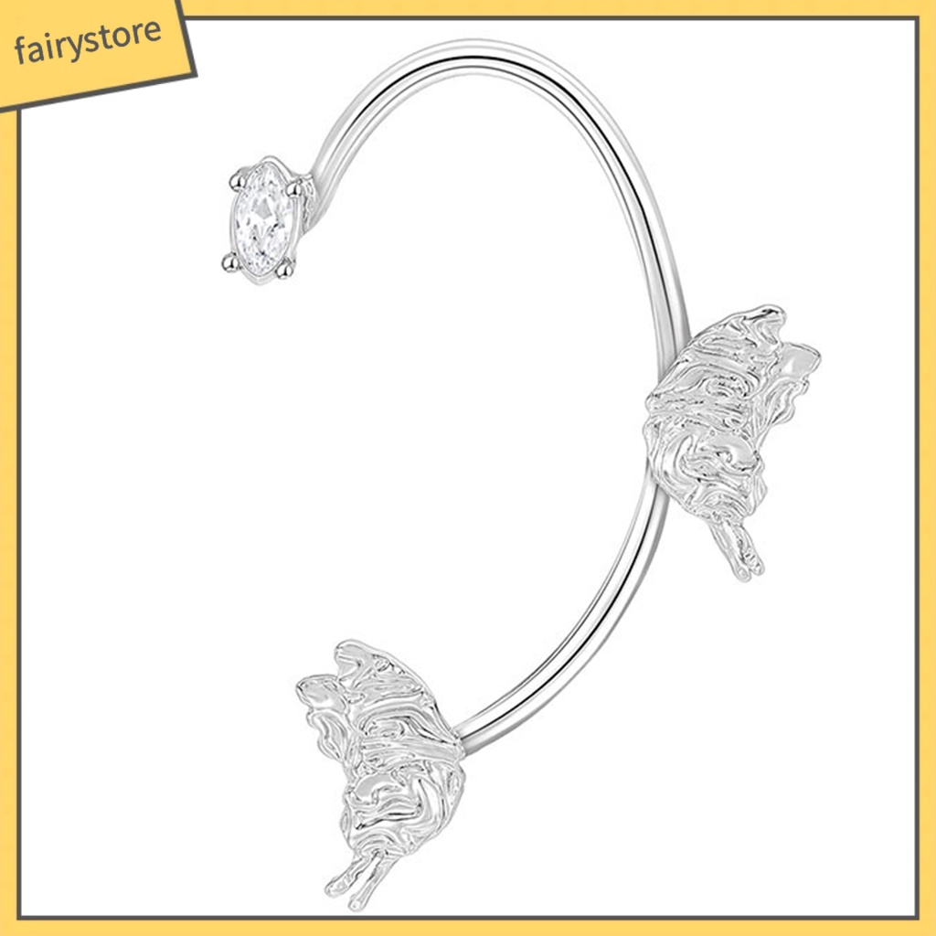 1 Khuyên Kẹp Vành Tai Hình Bướm Đính Đá Lấp Lánh Dễ Phối Đồ Thời Trang Cho Bạn Gái