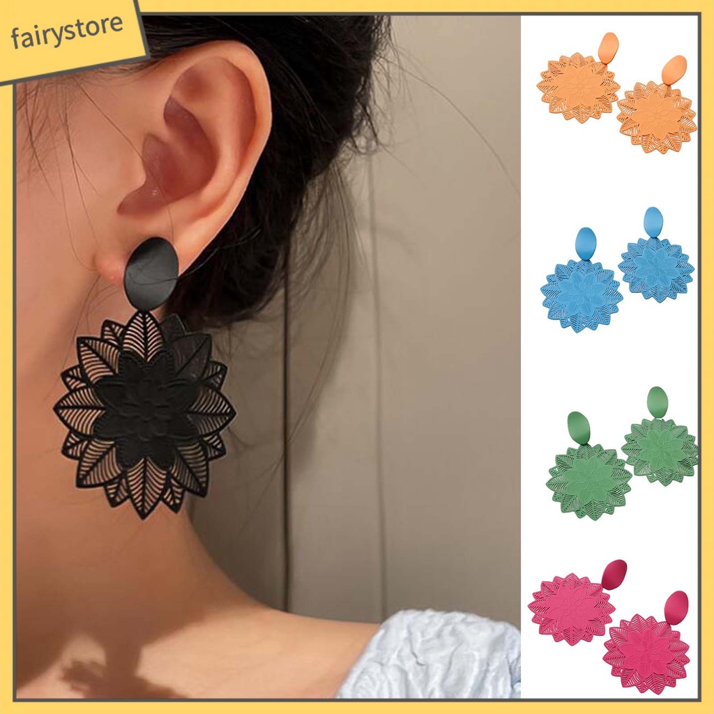 1 Đôi Bông Tai Hình Hoa Rỗng Phong Cách Vintage Dành Cho Nữ
