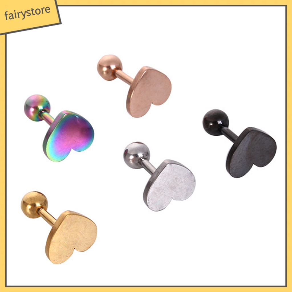 1 Khuyên Xỏ Sụn Tai Hình Trái Tim Mạ Điện Sáng Bóng Không Gây Dị Ứng Thoải Mái Thích Hợp Làm Quà Tặng Trang Sức Cho Nam Và Nữ