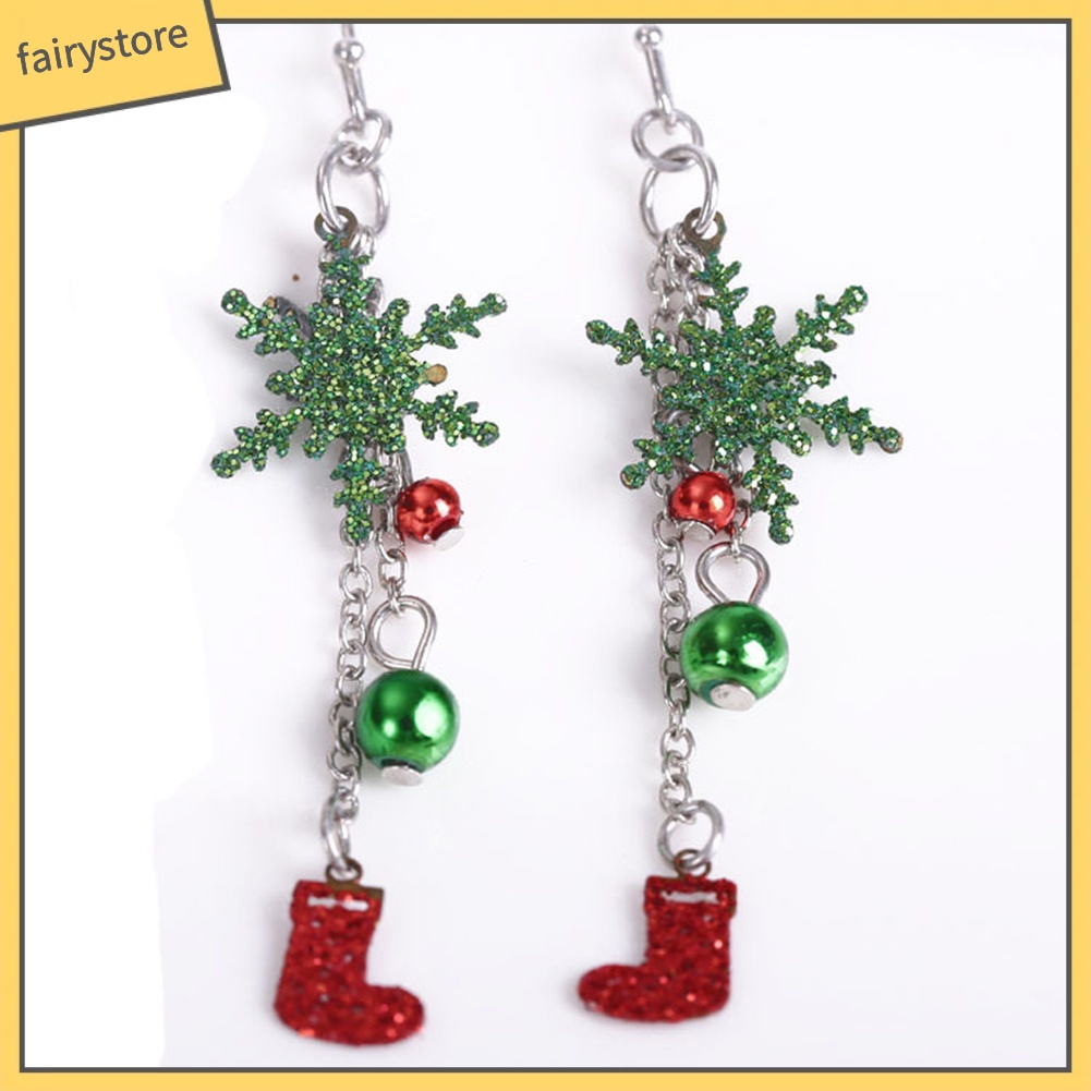 Bông Tai Dáng Dài Hình Bốt Bông Tuyết Dễ Thương Thời Trang Cho Nữ