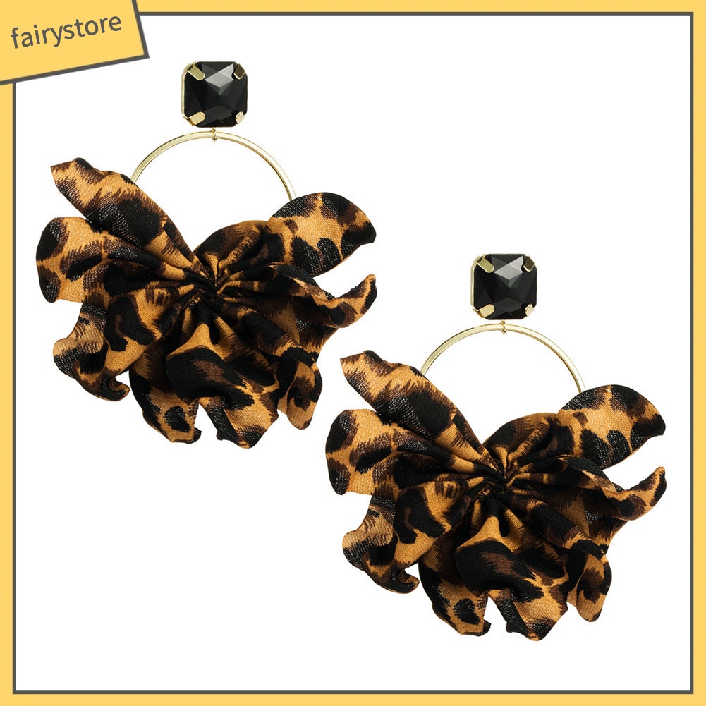 Bông Tai Hình Hoa Phối Ren Đính Đá Thời Trang Cho Nữ