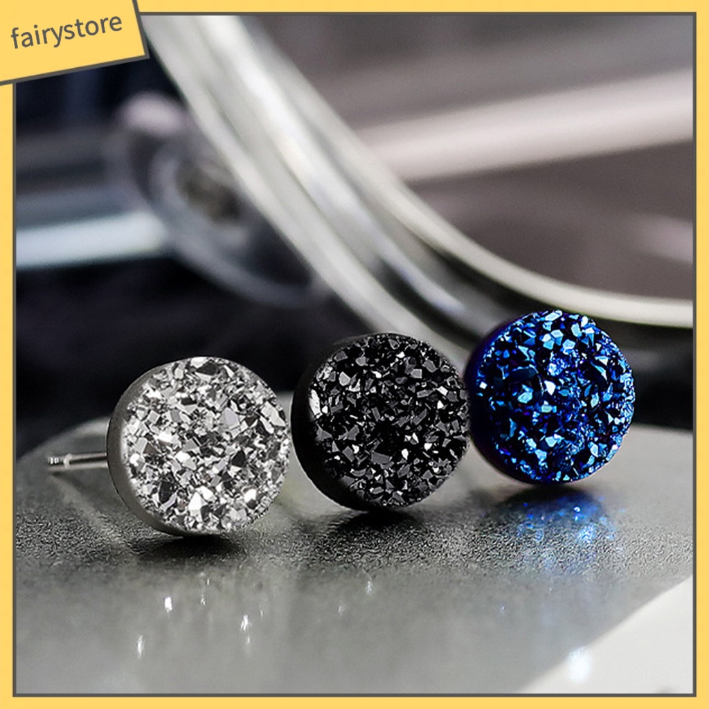 1 Đôi Bông Tai Tròn Mini 8mm Đính Pha Lê Nhân Tạo Lấp Lánh Thời Trang Dành Cho Nam Nữ