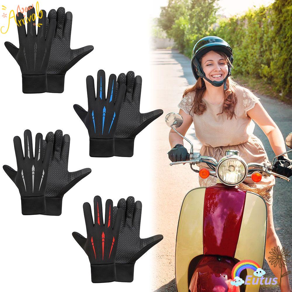 Găng Tay Lái Xe Đạp Leo Núi Phủ Lông Chống Nước Giữ Nhiệt Màn Hình Cảm Ứng