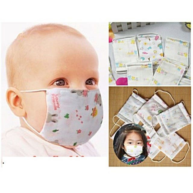 Khẩu Trang Vải Xô Họa Tiết Dễ Thương Bảo Vệ An Toàn Cho Bé embe.s