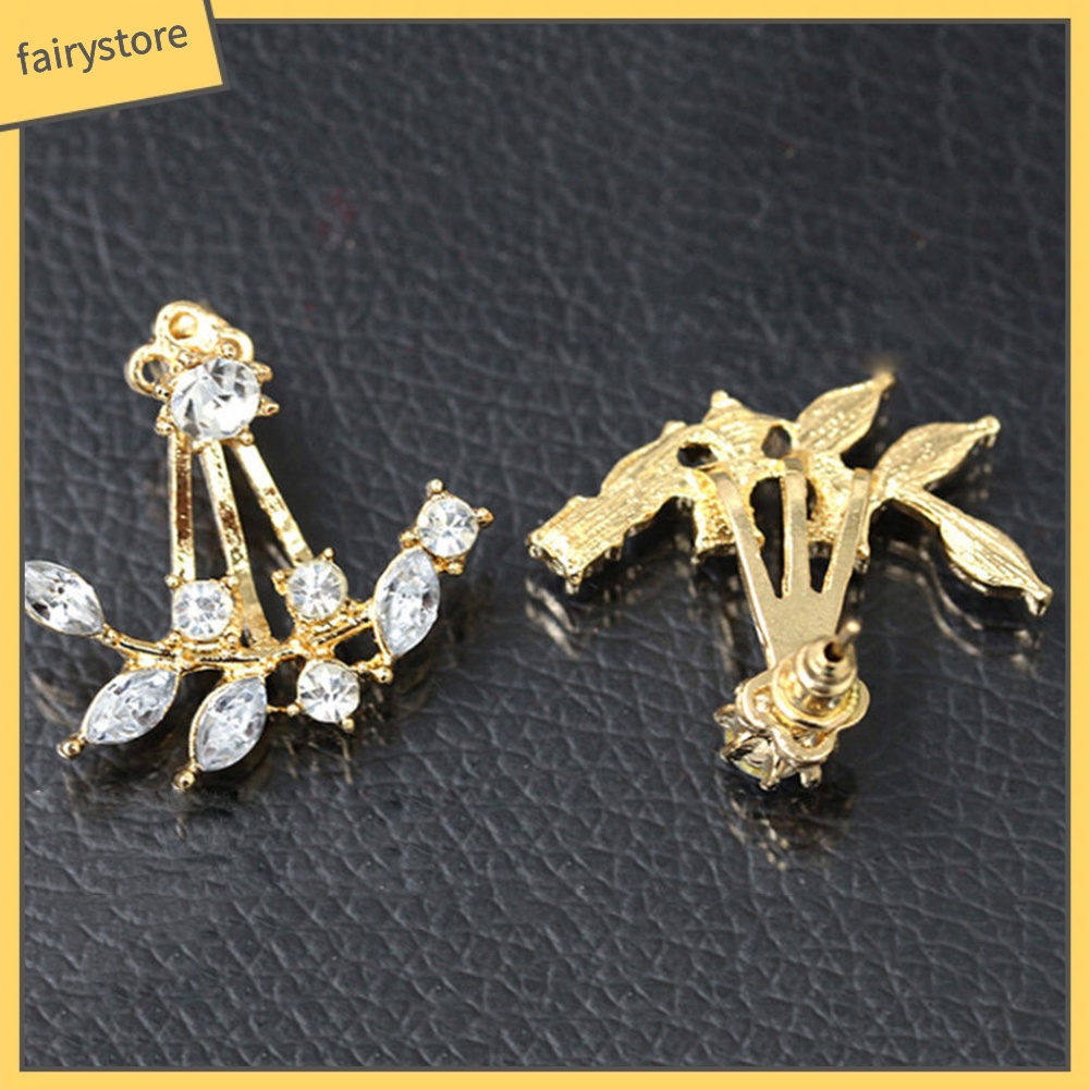 Đôi Khuyên Tai Hình Cành Lá Đính Đá Thời Trang Cho Nữ