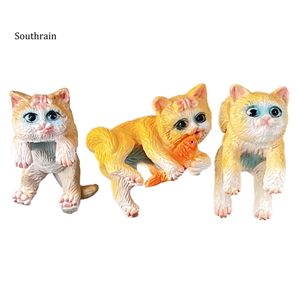 Set 3 Phụ Kiện Trang Trí Bể Cá Hình Mèo Hoạt Hình Đáng Yêu