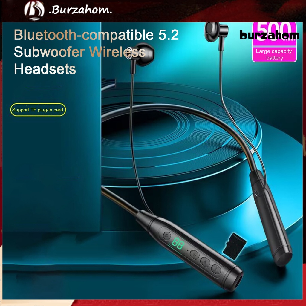 Tai Nghe Bluetooth 5.2 Không Dây BT25 Màn Hình LED Kỹ Thuật Số Đeo Cổ Hỗ Trợ Thẻ TF Sử Dụng Hàng Ngày