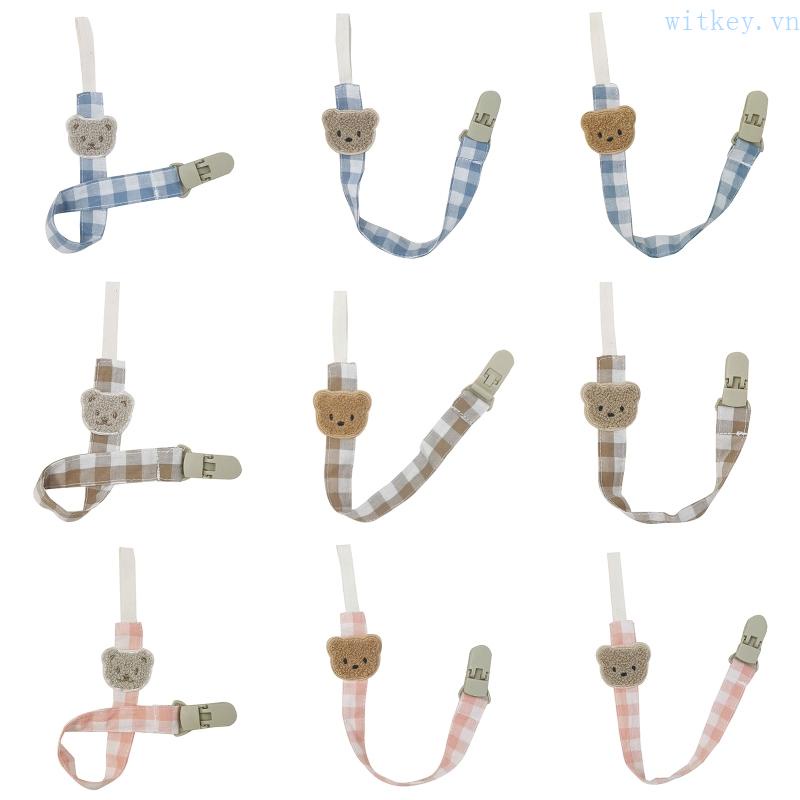 Kẹp Giữ Núm Vú Giả Bằng Nhựa Thêu Họa Tiết Gấu Hoạt Hình DIY
