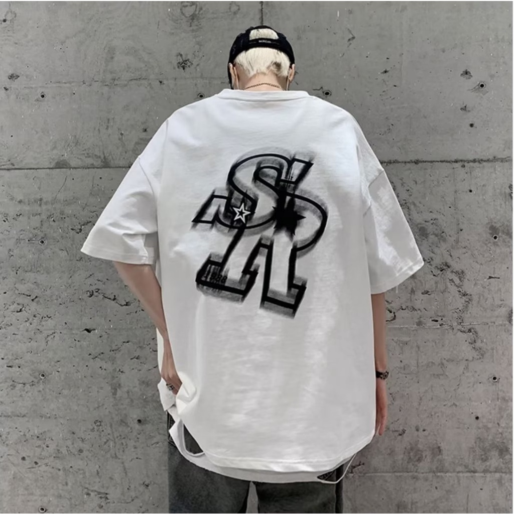 Áo Thun Tay Ngắn Màu Trắng Plus Size Phong Cách Đường Phố Mỹ Thời Trang Mùa Hè Cho Nam