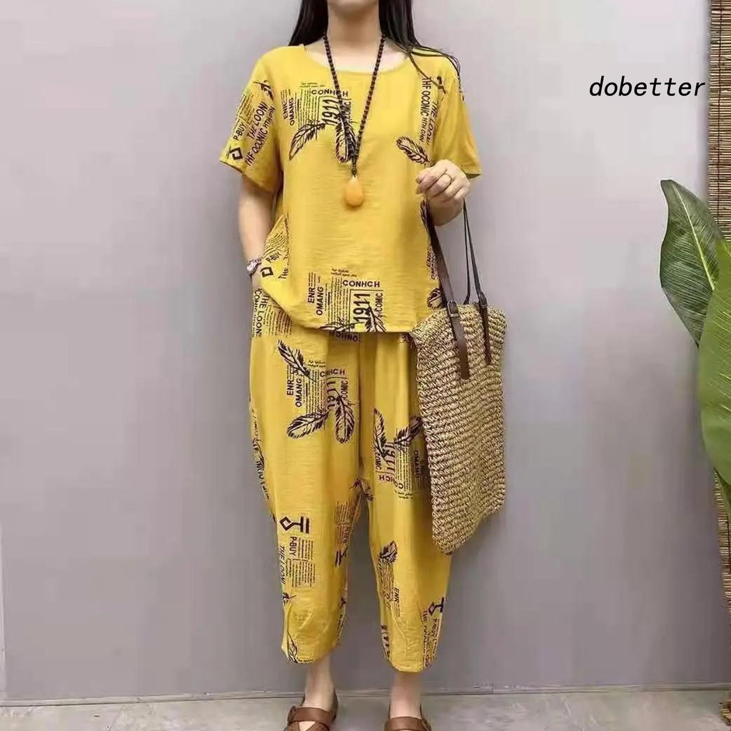 Bộ Đồ Ngủ 2 Món Áo Cổ Tròn Tay Ngắn Phối Quần Short Lưng Thun Mềm Mại Thoáng Khí Thời Trang Mùa Hè Cho Bạn Gái