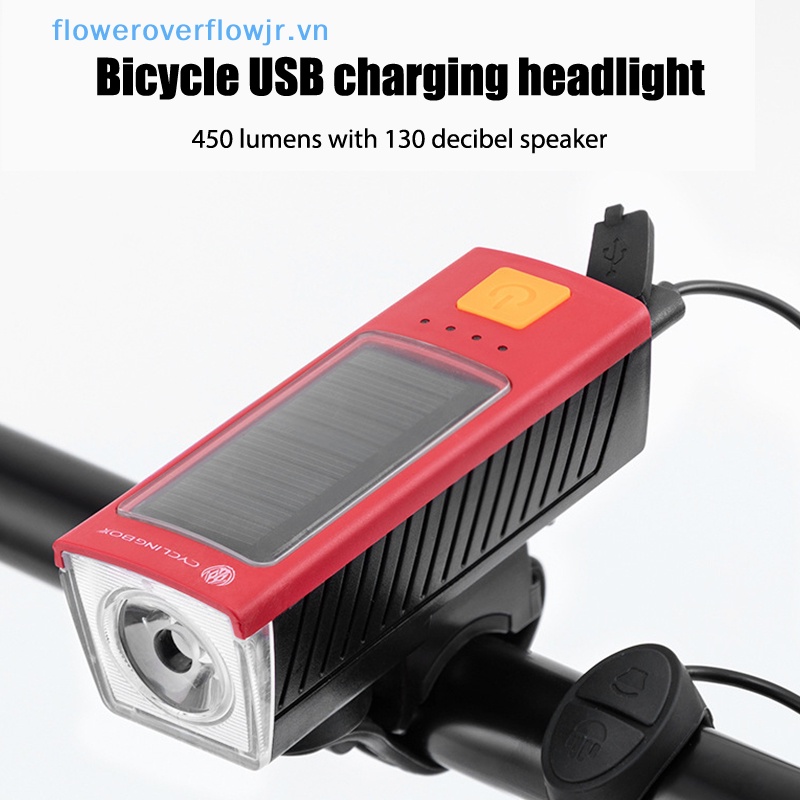 Còi Đôi Sạc USB Sử Dụng Năng Lượng Mặt Trời Chống Thấm Nước + Còi Cho Xe Đạp