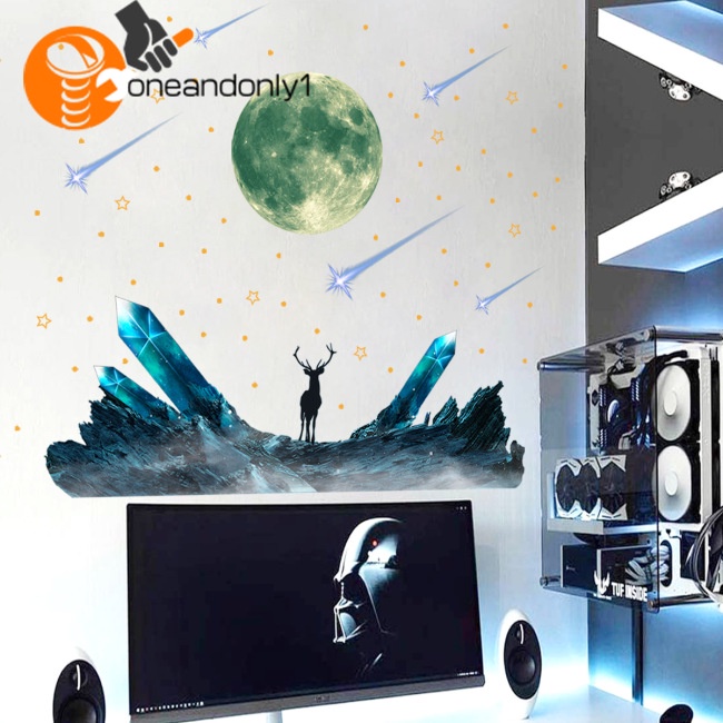 Miếng Dán Tường Dạ Quang Bằng Pvc Hình Mặt Trăng Ngôi Sao Băng Trang Trí Phòng Khách / Phòng Ngủ