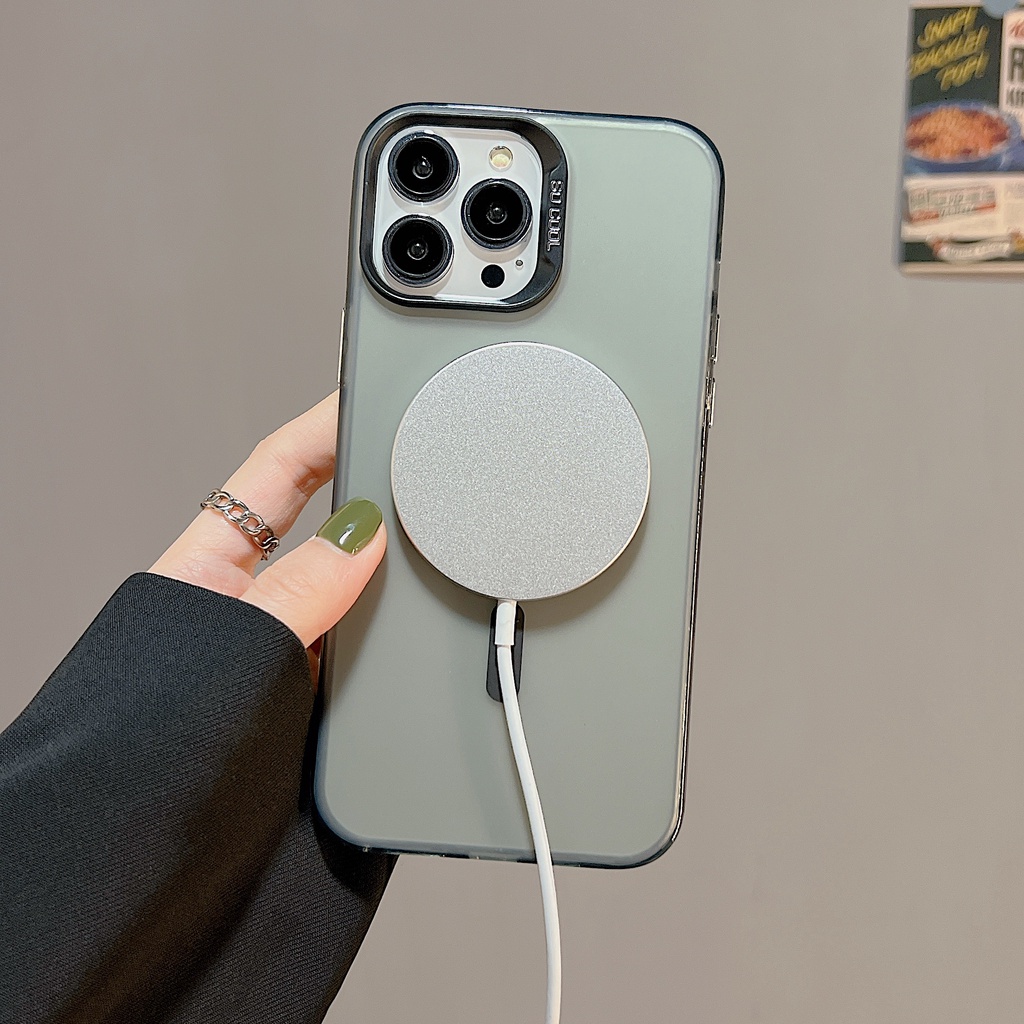 Ốp Điện Thoại Imd tpu Mềm Trong Suốt Hai Mặt Hít Nam Châm Chống Va Chạm Chống Sốc Cho iPhone 13 14 Pro Max