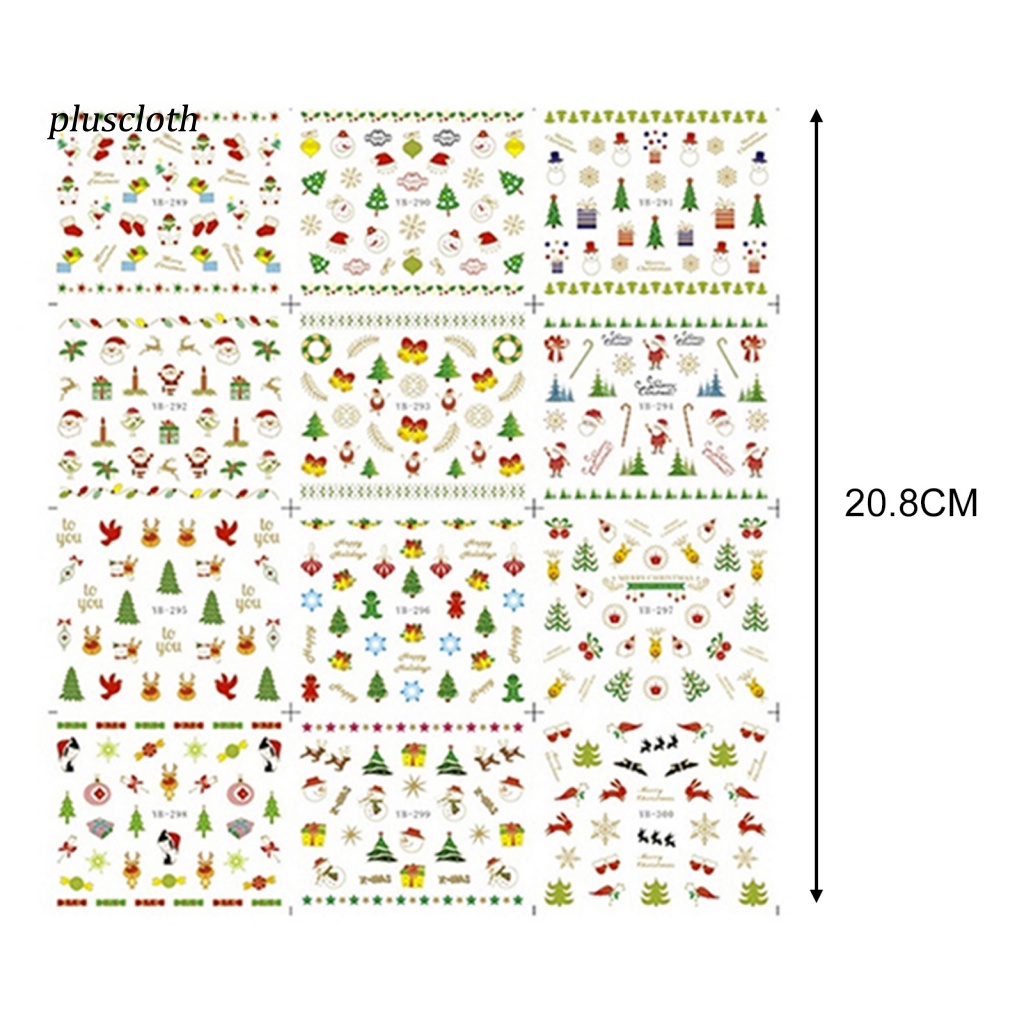 Tấm 12 Miếng Dán Móng Tay Chủ Đề Giáng Sinh