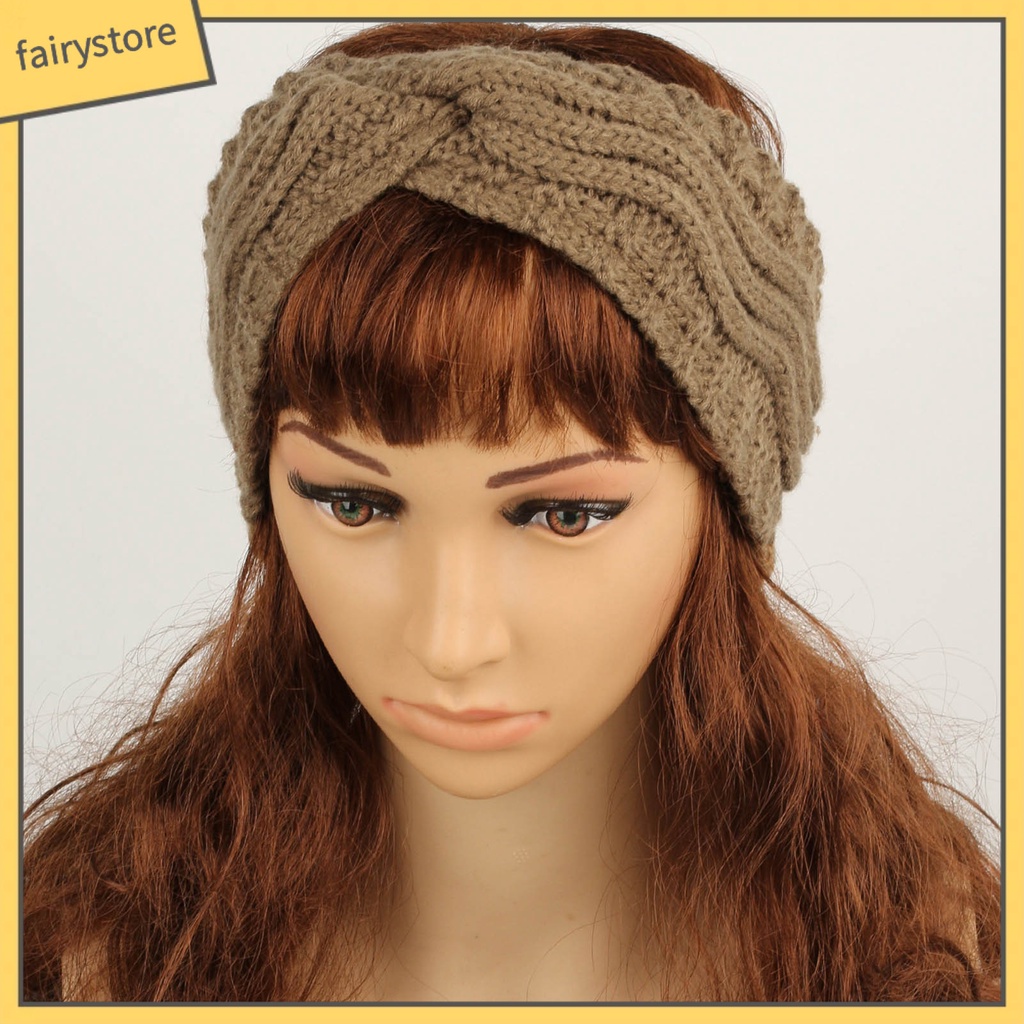 Băng Đô Cài Tóc Vải Lông Cừu Dày Dặn Co Giãn Màu Trơn Thắt Nút Dành Cho Nữ