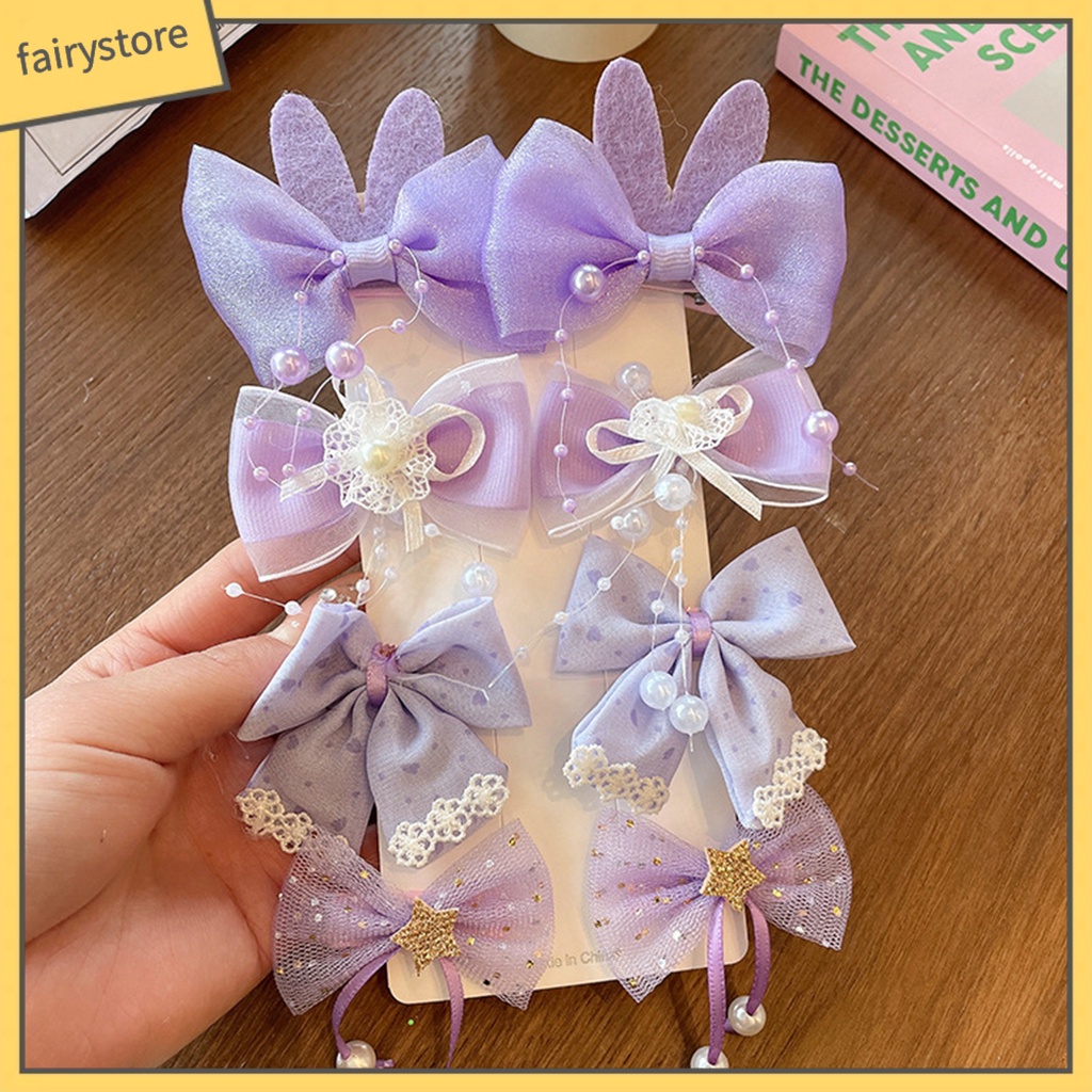 1 Bộ Kẹp Tóc Nơ Mềm Mại Co Giãn Thoải Mái Cho Bé Gái