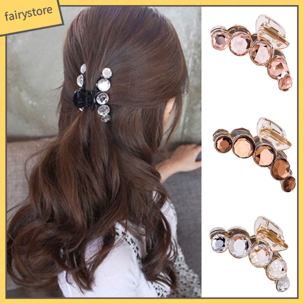 Kẹp Tóc Càng Cua Bằng Nhựa Đính Pha Lê Lấp Lánh Trang Nhã