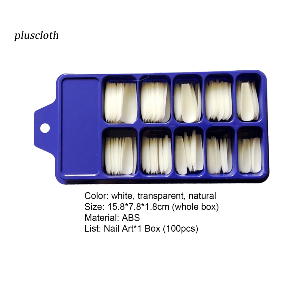 Bộ 100 Móng Tay Giả Trong Mờ Không Cần Keo Dán Thời Trang