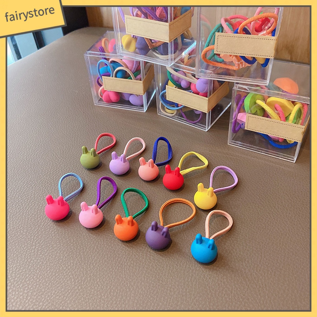 Set 10 Dây Cột Tóc Cao Su Hình Ngôi Sao Năm Cánh Màu Sắc Kẹo Ngọt Xinh Xắn