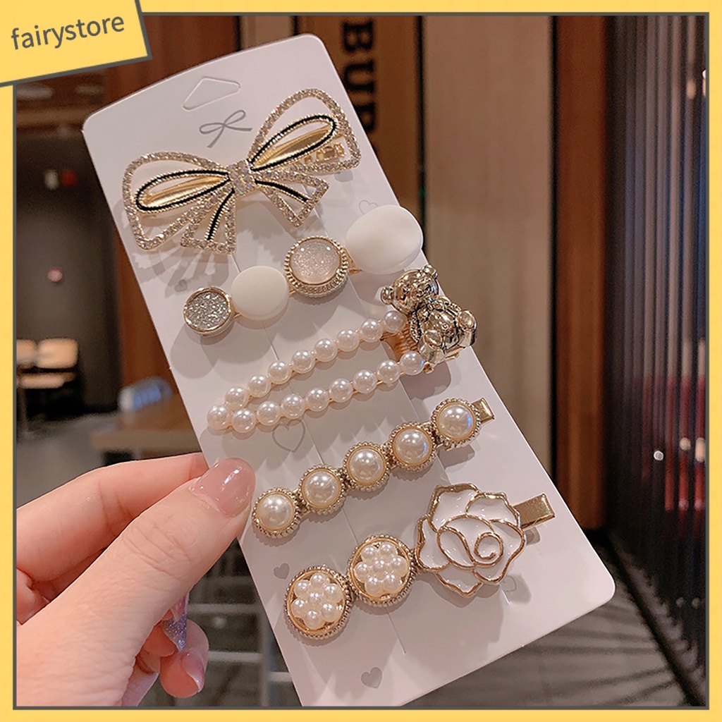 Kẹp Tóc Đính Đá / Ngọc Trai Giả Lấp Lánh Nhiều Kiểu Dáng Thanh Lịch