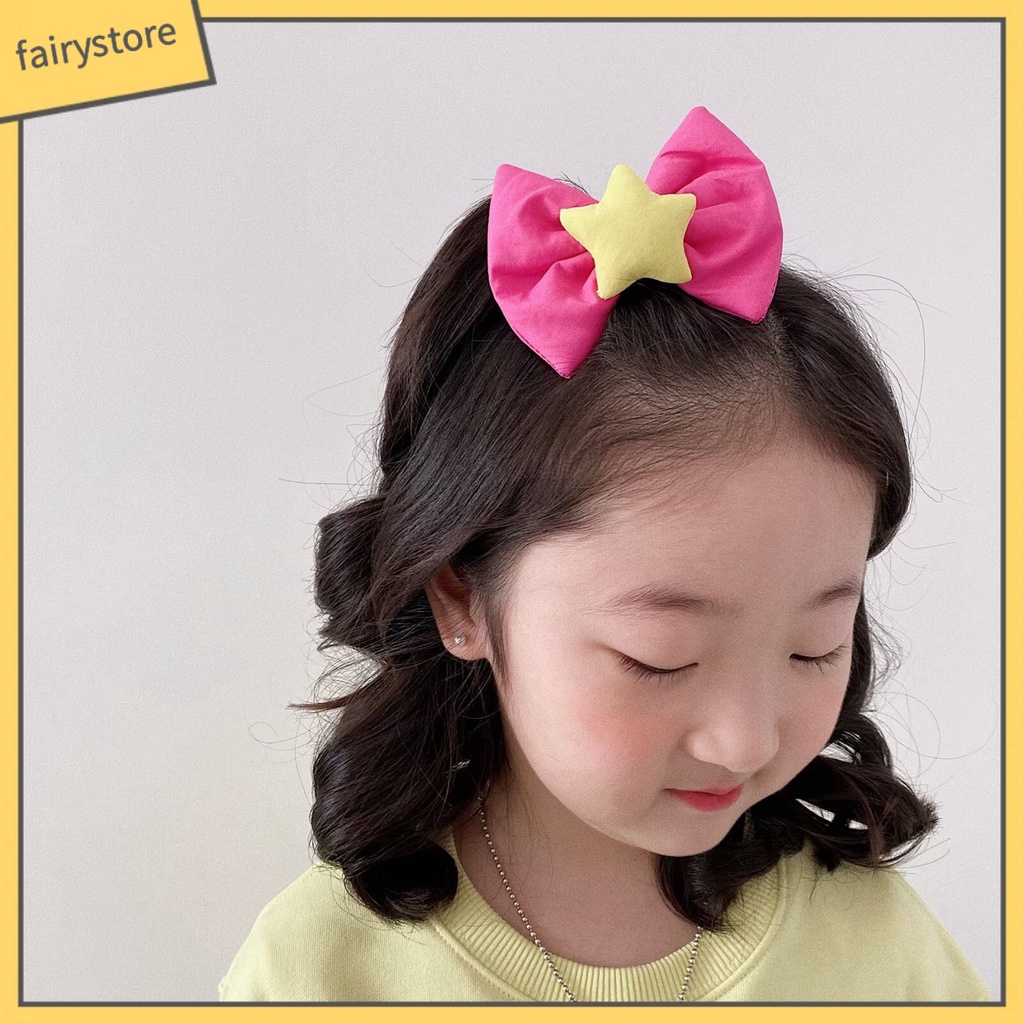 Kẹp Tóc Hình Ngôi Sao / Nơ Màu Sắc Huỳnh Quang Xinh Xắn Cho Bé