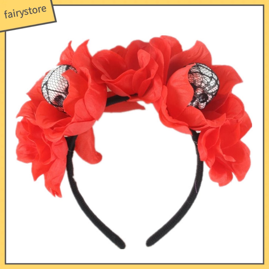 Băng Đô Cài Tóc Hình Đầu Lâu Bằng Mút Màu Đen Phong Cách Halloween