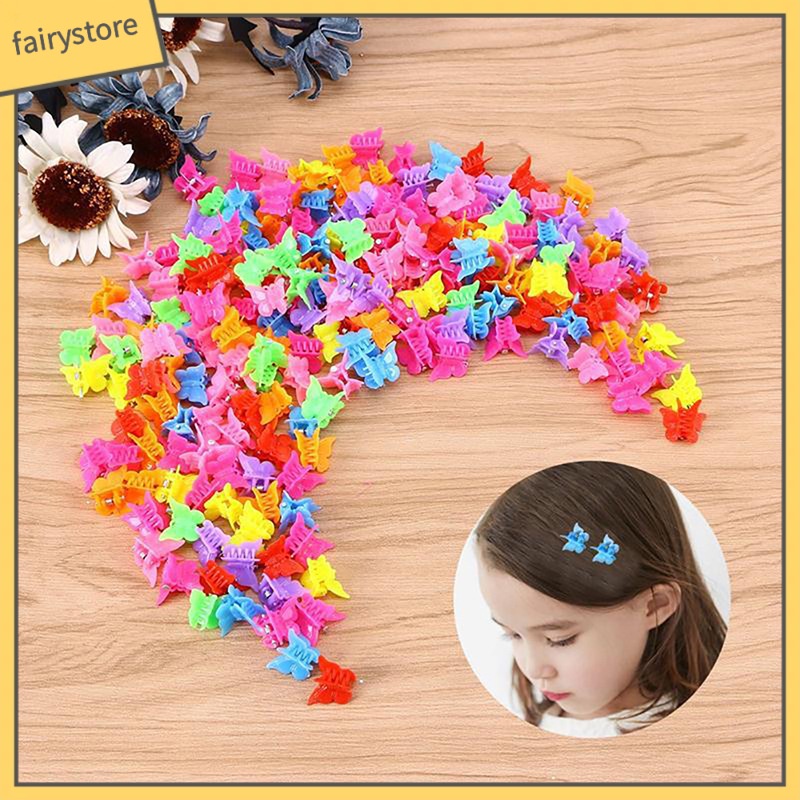 Set 30 Kẹp Tóc Nhựa Hình Bướm Màu Sắc Đơn Giản Cho Bé
