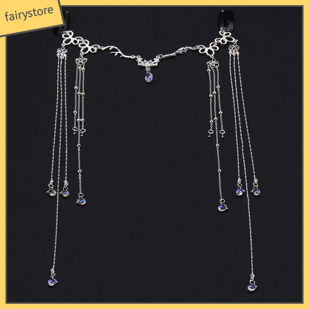 Phụ Kiện Trang Trí Tóc Dạng Chuỗi Dài Đính Hoa Tua Rua Cho Cô Dâu