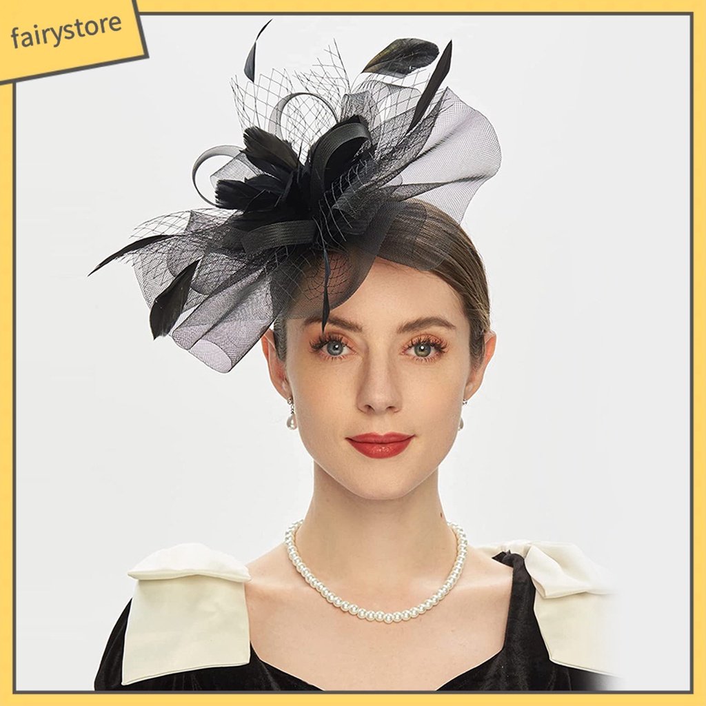 Băng Đô Cài Tóc Đính Lông Vũ Thời Trang Cho Cô Dâu