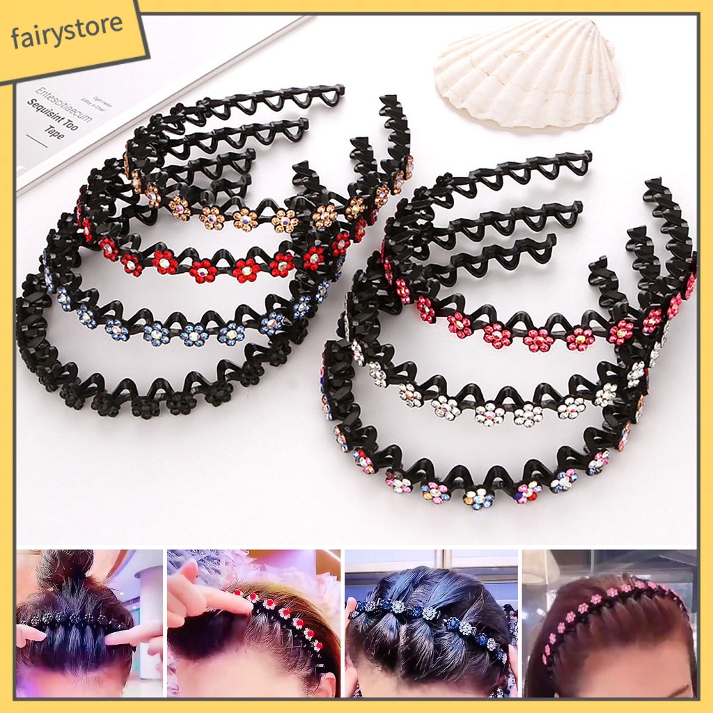 Băng Đô Cài Tóc Co Giãn Chống Trượt Đính Đá Lấp Lánh Cho Bé Gái