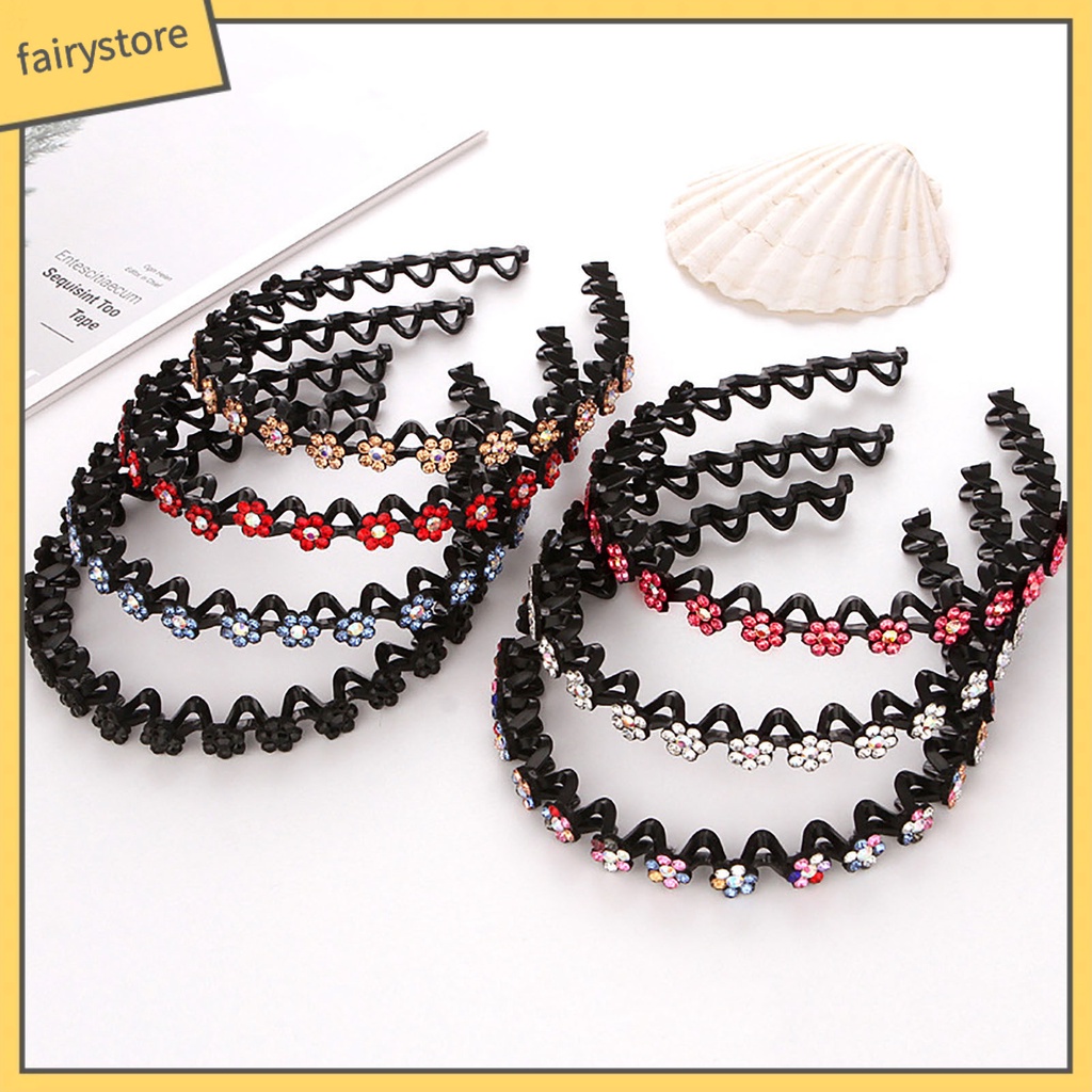 Băng Đô Cài Tóc Co Giãn Chống Trượt Đính Đá Lấp Lánh Cho Bé Gái