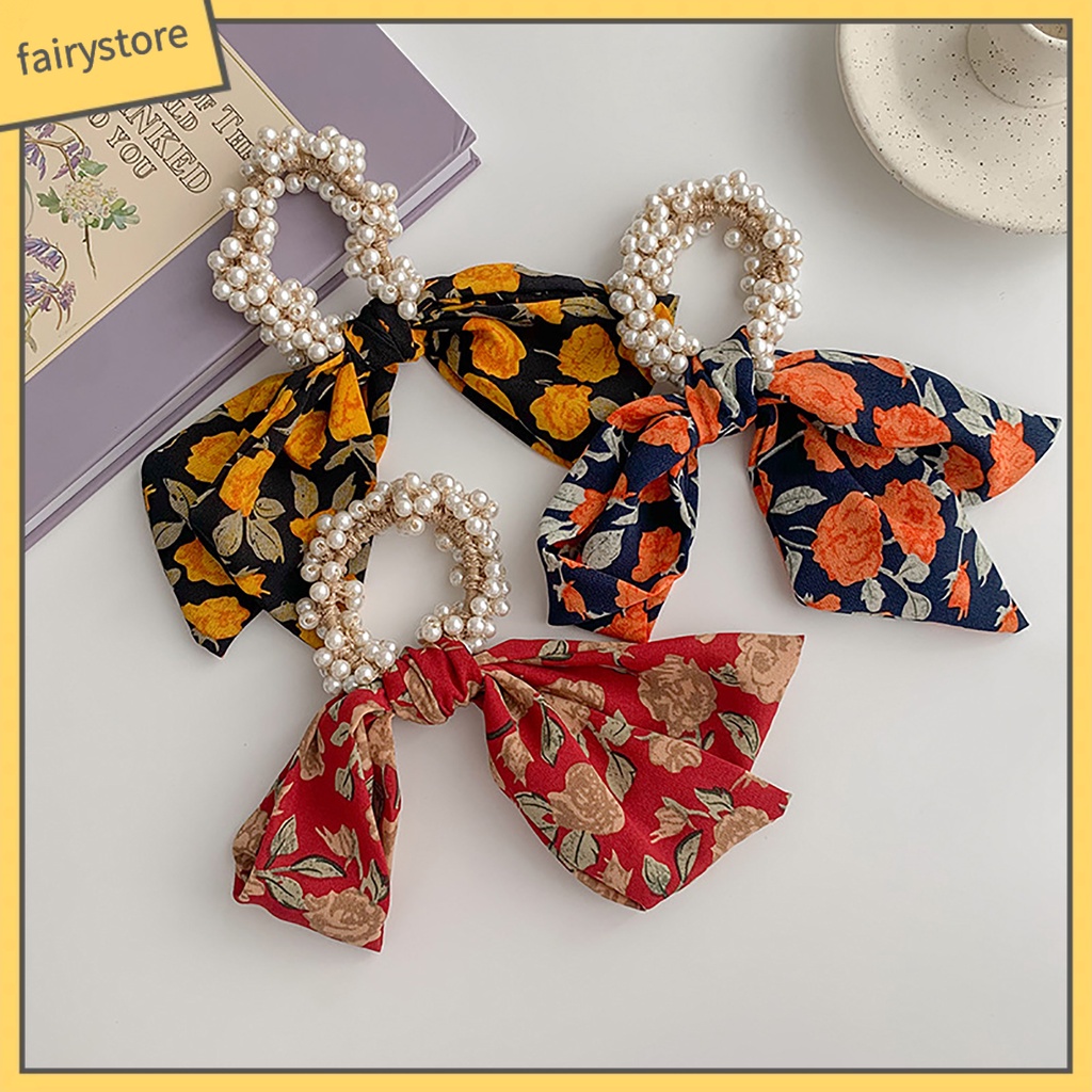 Băng Đô Cài Tóc Đính Nơ &amp; Ngọc Trai Giả Thời Trang Chống Rơi