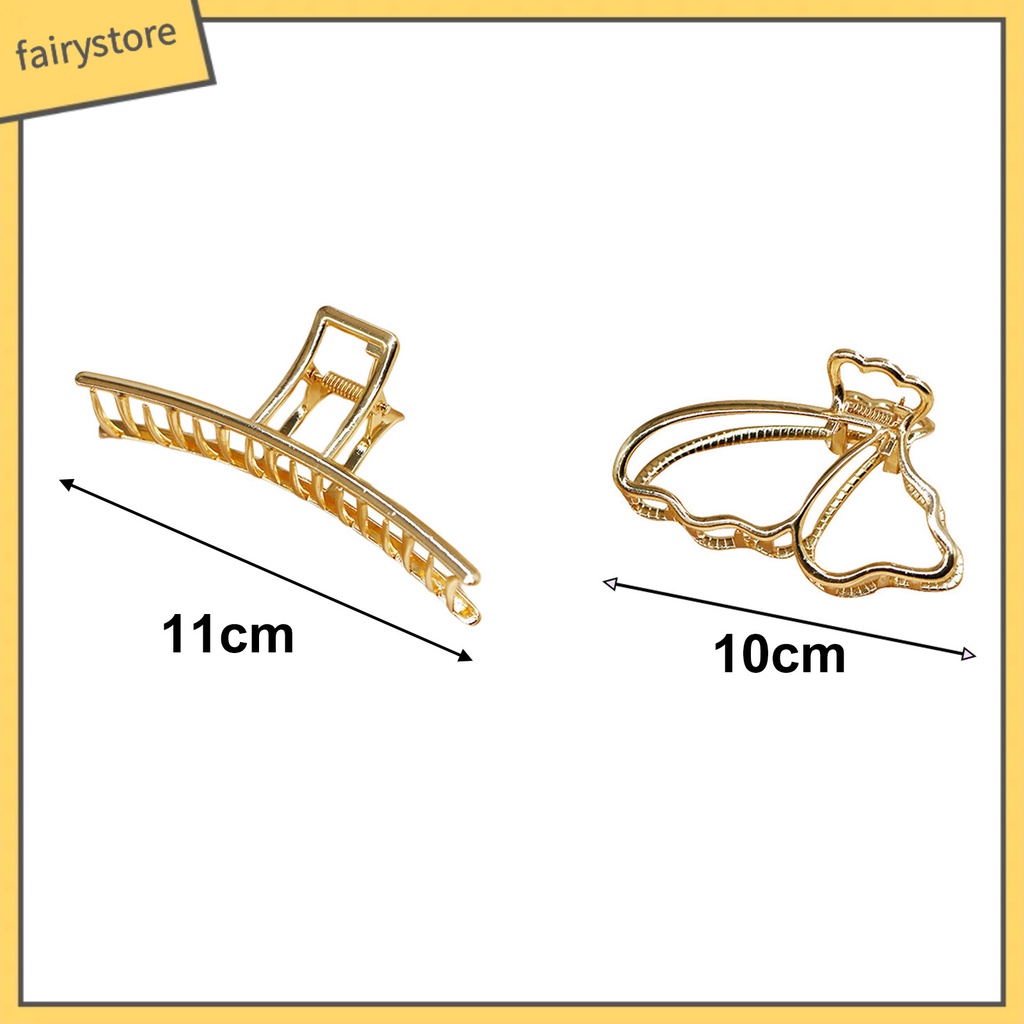 Kẹp Tóc Càng Cua Tạo Kiểu Răng Chéo Mạ Điện Chống Trượt Màu Trơn Trang Trí Hình Bướm Dành Cho Bạn Nữ